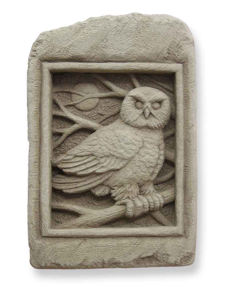 Cast Stone Plaque Featuring Birds Barn Owl Plaque